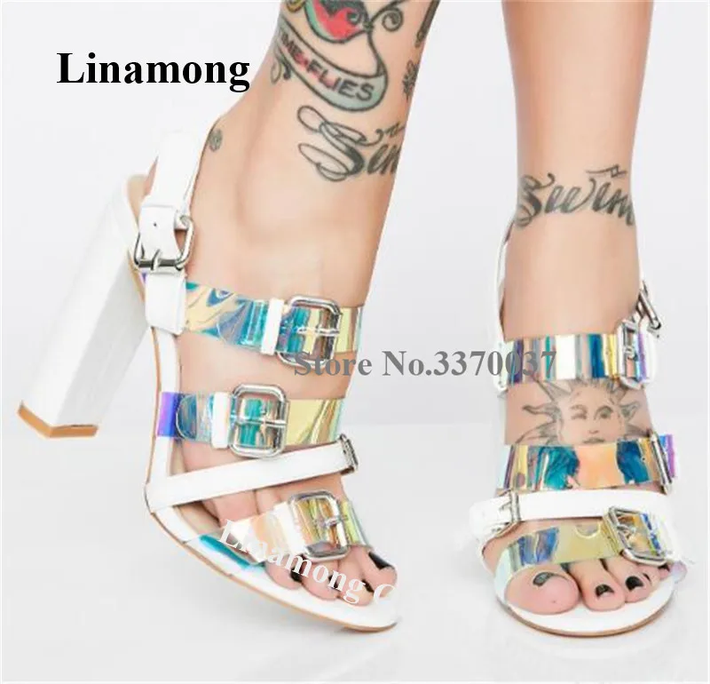 colorful clear heels