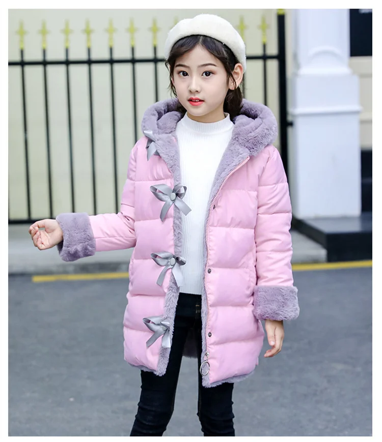 Новое модное зимнее пальто с искусственным мехом для девочек, куртки, теплая парка, детская одежда для малышей, детская утепленная Вельветовая одежда-30