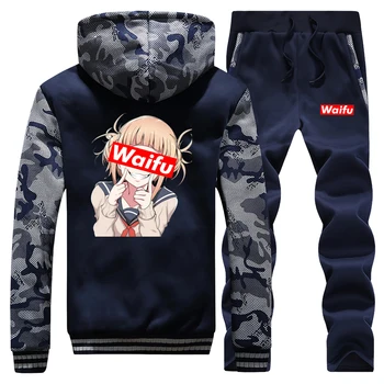 

Himiko Toga Camo Male Set Japan Anime Sportswear My Hero Jackets 2019 Winter Fleece Tracksuit Academ Boku No Hero Thick Jackets