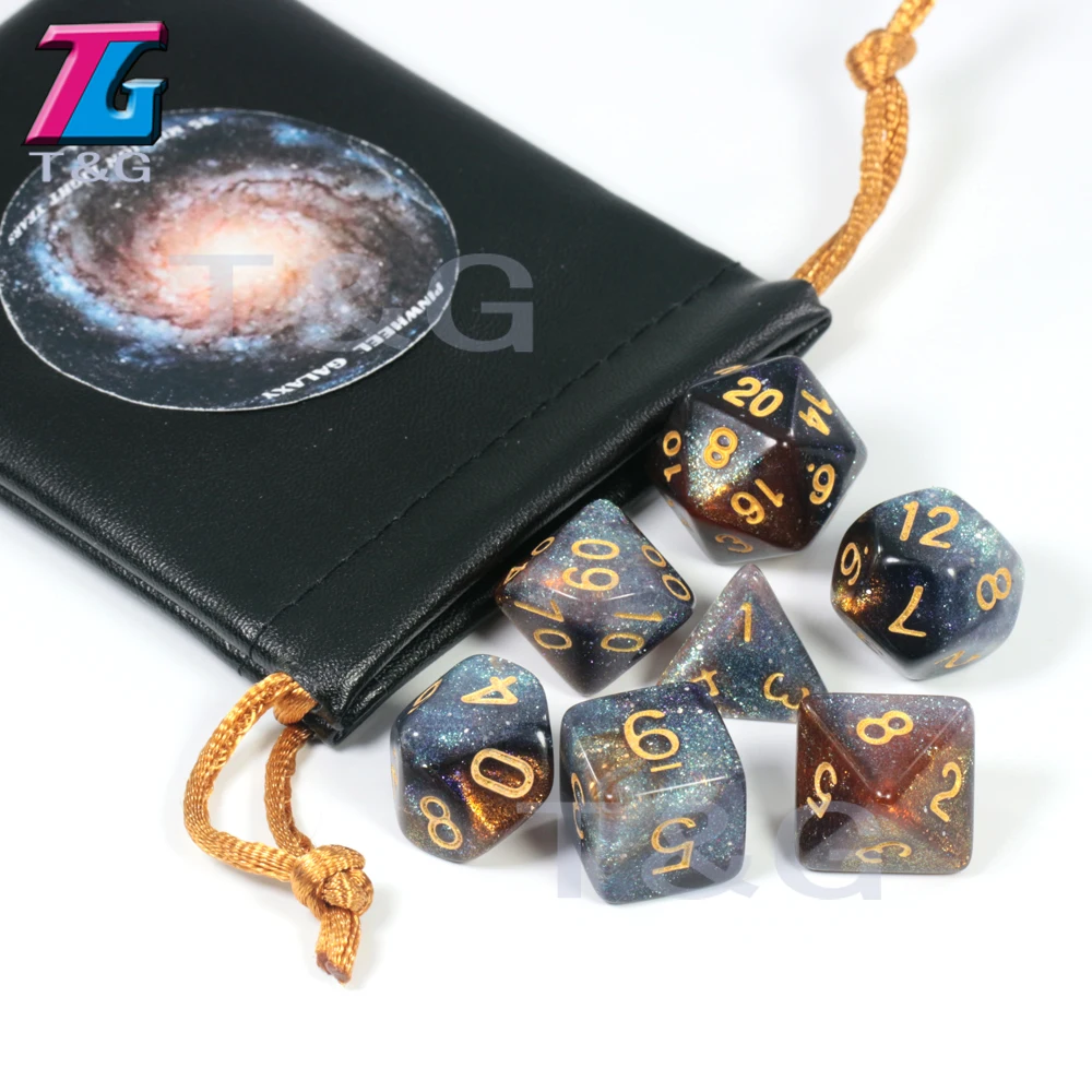 Pinwheel Galaxy Горячая Распродажа, деликатная космическая галактика, кубики, 7 шт., ролевые игры, настольные аксессуары, 8 тем, рождественский подарок, настольная игра - Color: Pinwheel Galaxy