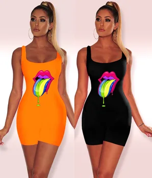 

Summer Autumn Women Jumpsuit Bodycon Playsuit Bodysuit Overalls Rompers Plus Size Lips Tank Casual Sexy Jumpsuits