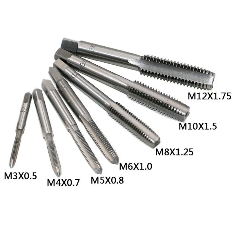 New-8pcs резьба метрический машинный ключ ручной винт Резьбовая пробка краны набор M3 M4 m5 m6 m8 m10 m12 с регулируемым краном гаечный ключ