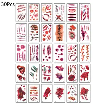 

30Pcs/Set Temporary Tattoo Stickers Halloween Zombie Vampire Scars Pattern Paste Sticker Festival Cosplay Costume Makeup Props