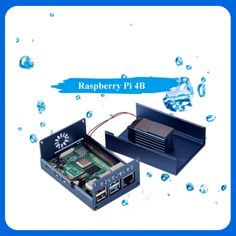 Корпус из алюминиевого сплава с охлаждающей колонкой и вентилятором для Raspberry Pi 4