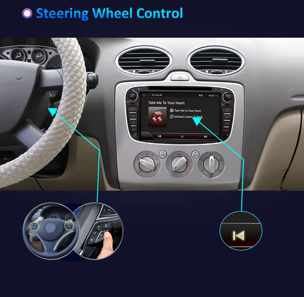 Discount 32G ROM Android 9.0 Octa 8 core car dvd  for ford for focus 2 mondeo car pc head unit gps navigation 2 din car stereo 15