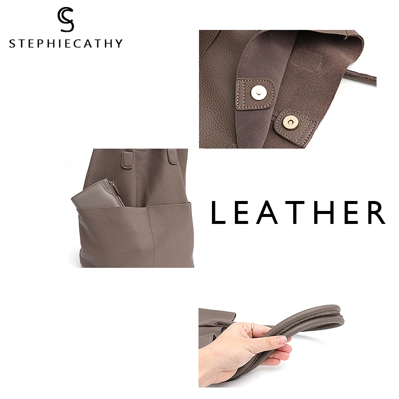  SC Brand Women Genuine Leather Shoulder Bags Causal Vintage Soft Cowhide Skin Handbag Shopping Buck - 32866953521