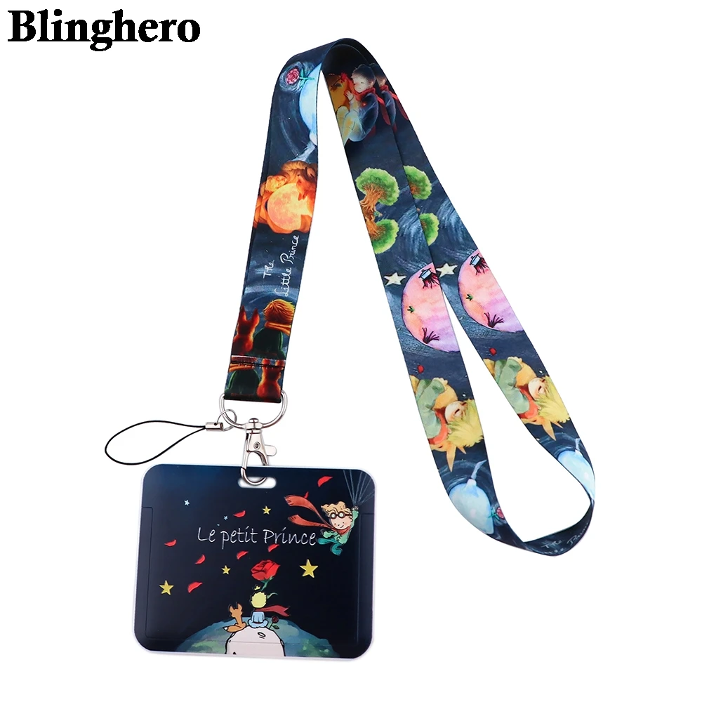 CB460 어린 왕자와 여우 끈 키 체인 ID 카드 배지 홀더 카메라, USB 배지 홀더 DIY 걸이 로프