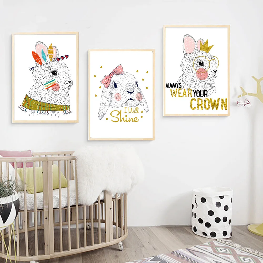 Kawaii Rabbit настенная Картина на холсте постеры и принты декоративная картина для