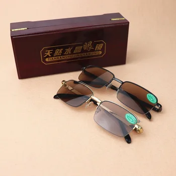 

Vazrobe Glass Reading Sunglasses Men Brown Crystal Lens Anti Glare Read Outdoor +100 150 200 250 300 350