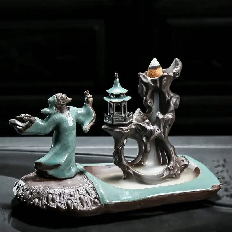 

The Old Man Backflow Incense Burner Lofty Mountains And Flowing Water Censer Smoke Waterfall Incense Stick Holder Buddhist Decor