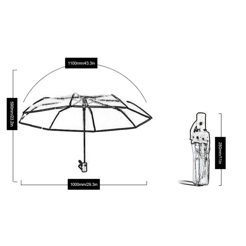 Прозрачный зонт-автомат Компактный Складной Ветрозащитный Зонт прозрачный зонт
