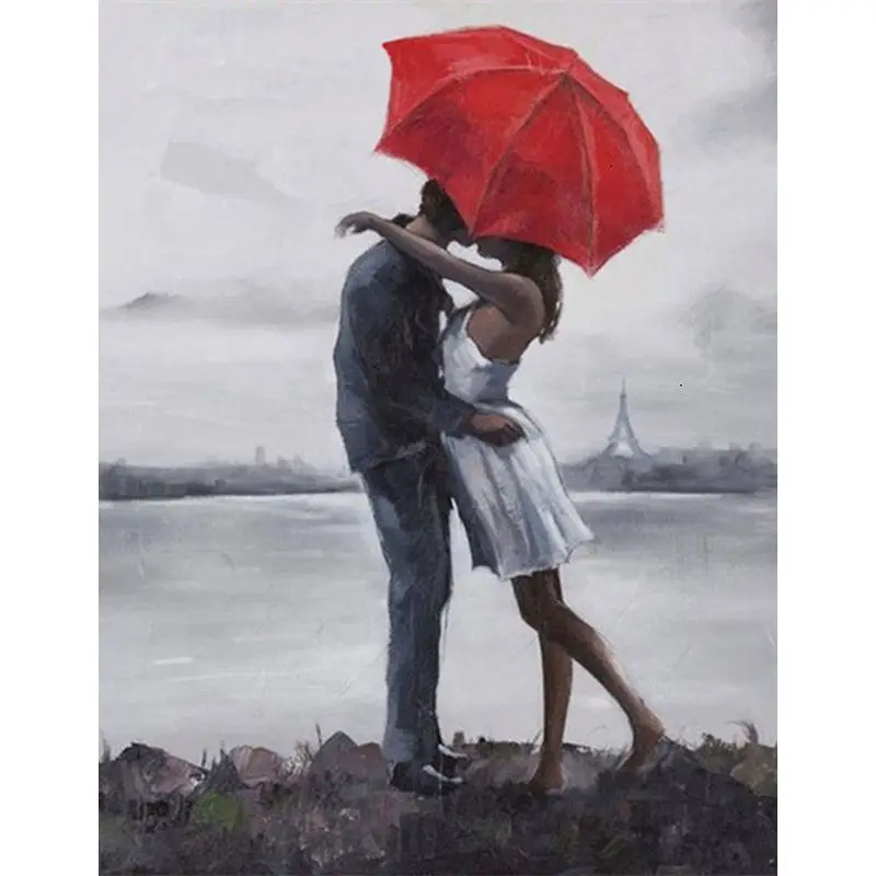 

Gatyztory Diy Painting By Numbers Lover Figure Handpainted Art Landscape Canvas Colouring Gift Wall Decor