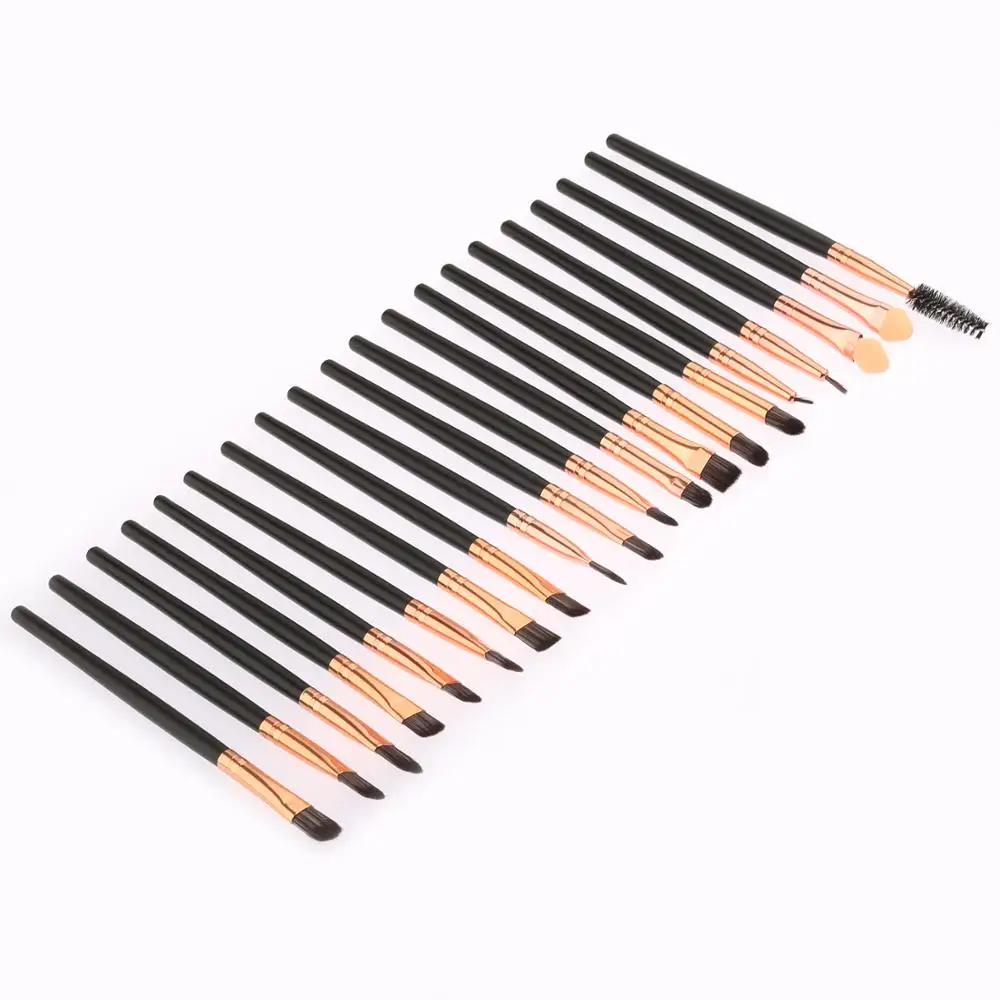 

20Pcs Gold White Wooden Handle Brown Gold Tube Eye Makeup Brush Set Blooming Outline Tool To Create A Refined Look #LR1