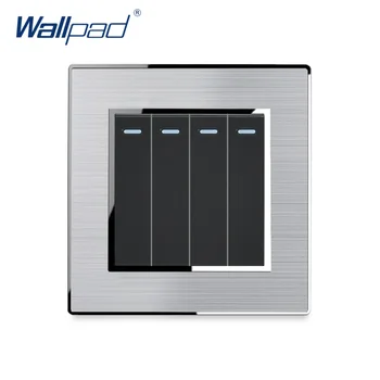 

Light Switch 4 Gang Reset Momentary Contact Stainless Steel Panel With Silver Border Wallpad Wall Switch 16A AC110-250V