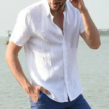 

Hot Fashion Men's Shirt Summer Fashion Solid Short Sleeve Button Washable Cotton Basic Casual Shirts Tops New