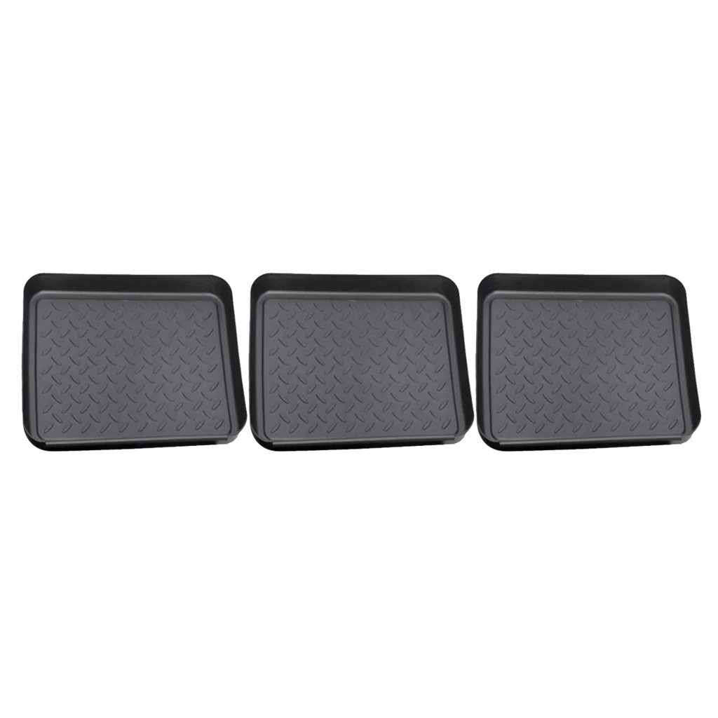 Boot Mat Tray for Floor Protection, 3 Pack Black Shoe Tray for Garden Garage Indoor Outdoor (Black)