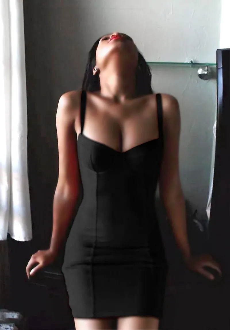 black fitted cocktail dress