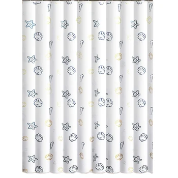 

Shower Curtain Modern Seaside Style Starfish Sea Shell Clear PEVA Waterproof Bathroom Curtain with Hooks Metal Grommets