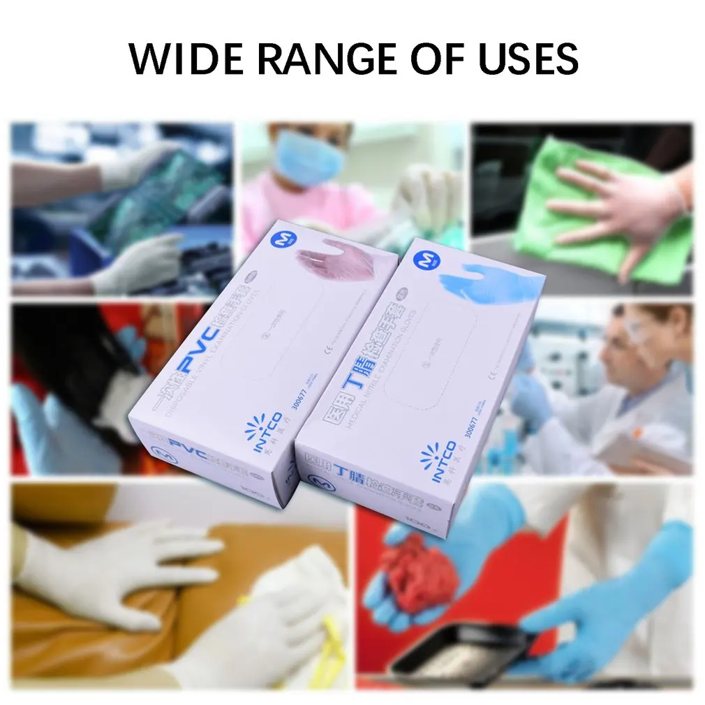 

Vinyl Gloves 100 / Box Disposable Powder-free Industrial Food Safety 3mm Translucent Pvc Gloves Nitrile Gloves