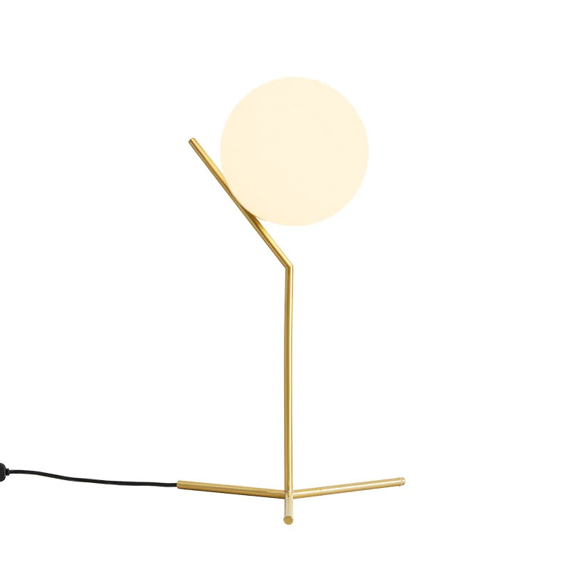 

Modern Nordic Style Glass Ball Table Lamp Round LED Desk Lamp Metal Indoor Lighting Night Lights for Bedroom Bedside Living Room
