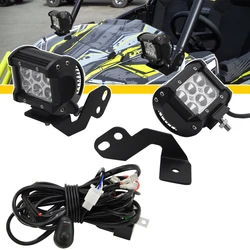 Barre lumineuse Led, 4 pouces, 18W, support de Pod, Kit de câblage UTV pour Polaris RZR XP 1000 RZR 900 Turbo, accessoires de voiture 
