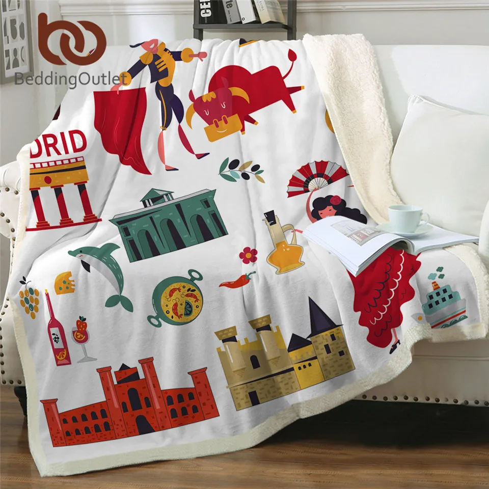 Beddingoutlet Spain Blankets For Bed Spanish Traditional Symbols Sherpa