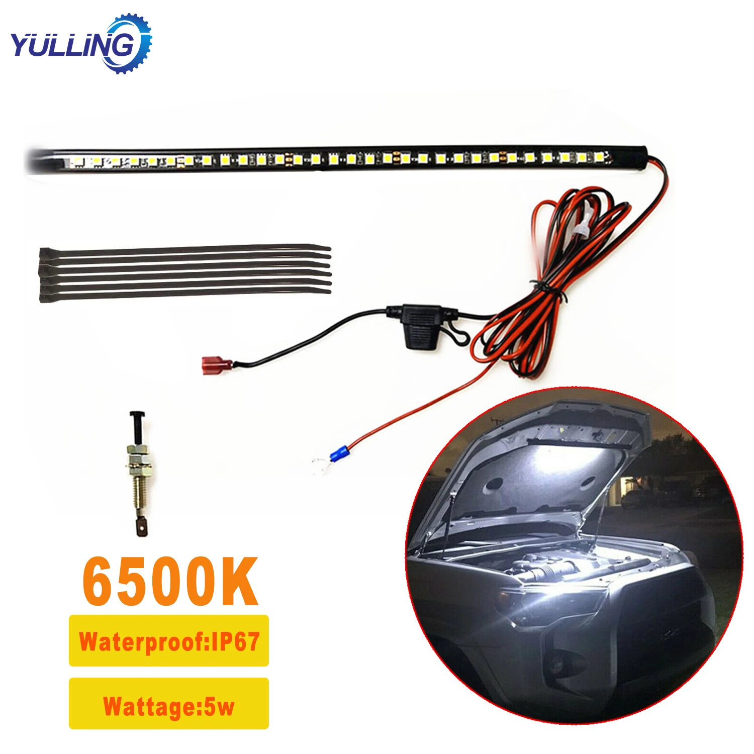 Car LED Strip Light White Under Hood Led Light Kits Automatic Switch ON