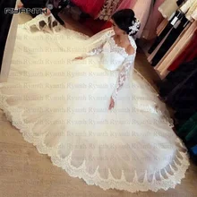 Дешевые Vestido de noiva сексуальное кружевное бальное платье принцессы с открытыми плечами свадебное платье на заказ; длинное халат с рукавами de mariee