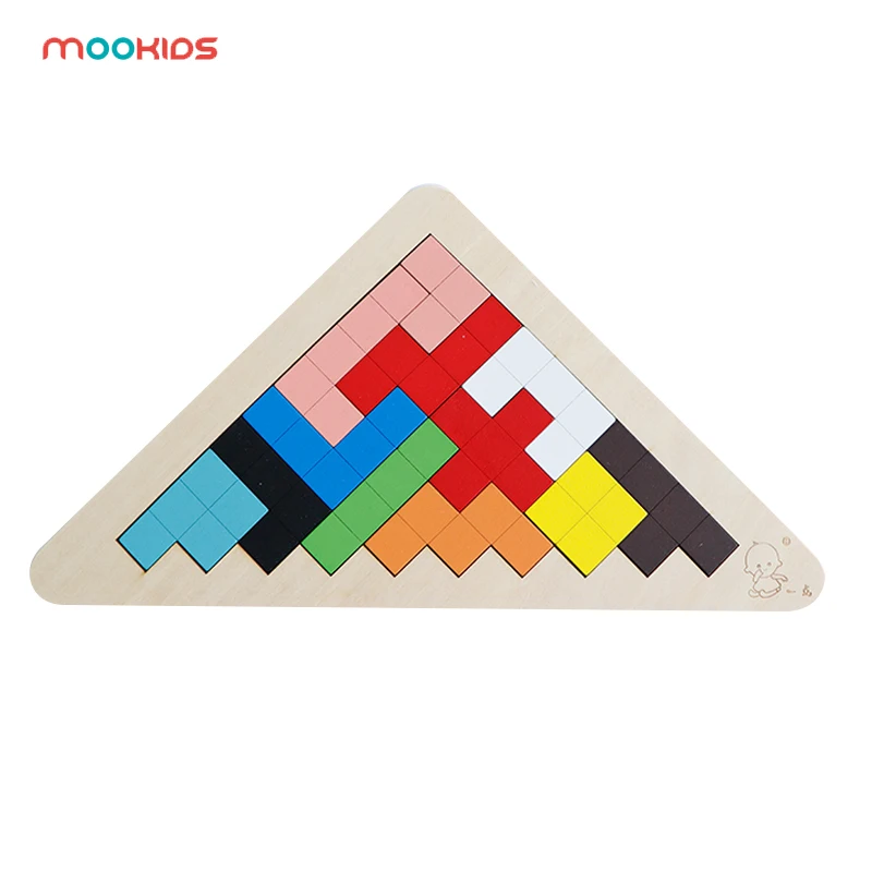 

Mookids Free Shipping 3D Wooden Puzzle Jigsaw Board Toys Tangram Brain Teaser Tetris Game Educational parent-child interaction