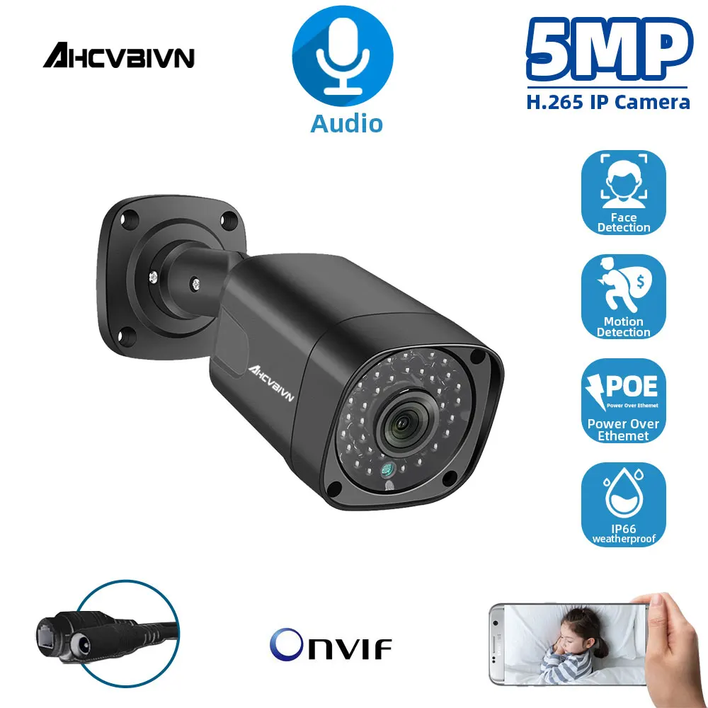 

RJ45 POE IP Camera in Surveillance camera HD 5.0MP 2592*1944P Email Alert XMEye ONVIF P2P Motion&Face Detection RTSP DC12V&48V