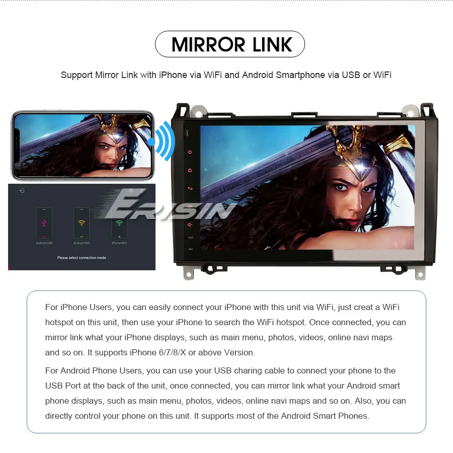 Excellent Erisin ES6292B 9" PX6 Android 9.0 DAB+ Autoradio GPS Navi HDMI for Mercedes Benz A/B Classe Sprinter Viano 9