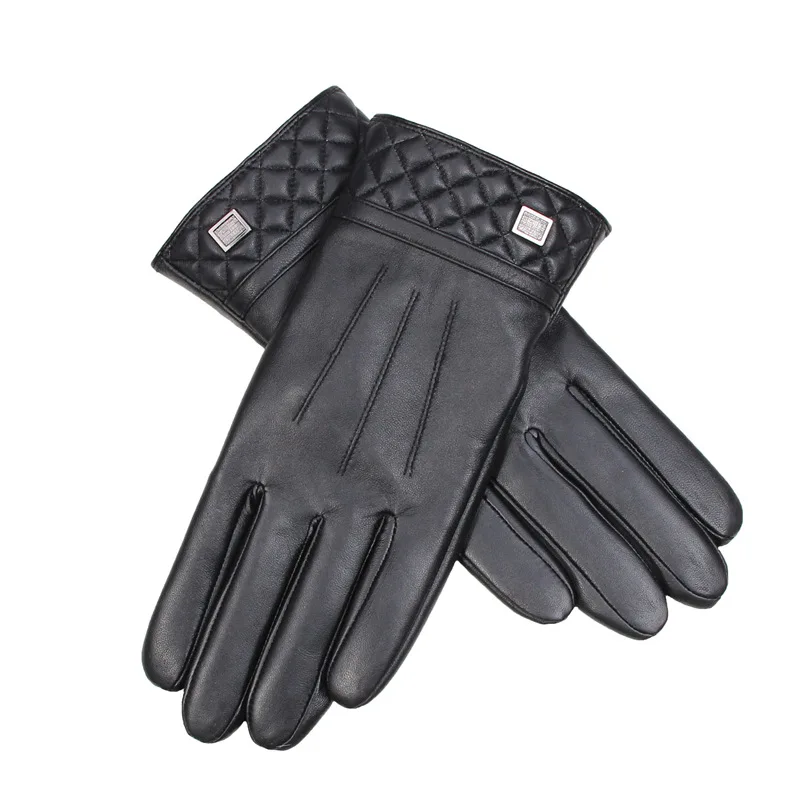 

FEIQIAOSH Classic black men's warm gloves Large small genuine leather touch screen driving glove Wholesale high-end holiday gift
