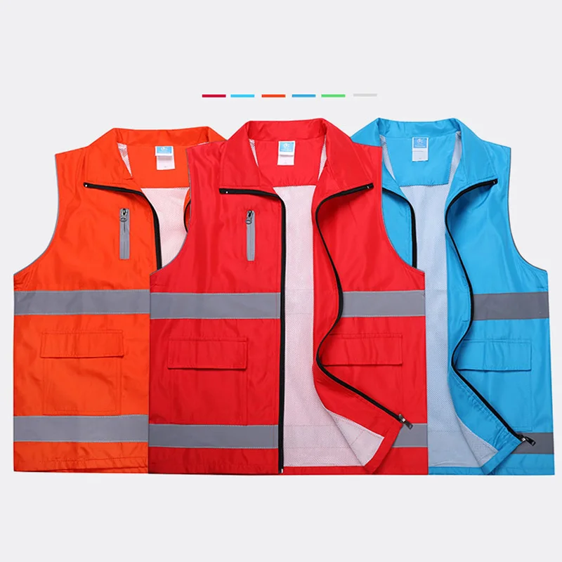 Reflective Vest Volunteer Worker Running High Visibility Reflective Safety Clothing Workplace Road Warning Clothes Coverall