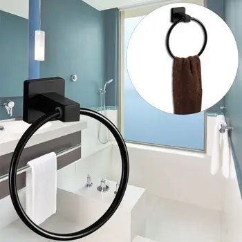 

Stainless Steel Wall Mounted Bathroom Round Towel Ring Holder Rack Shelf Hanger 1 Set