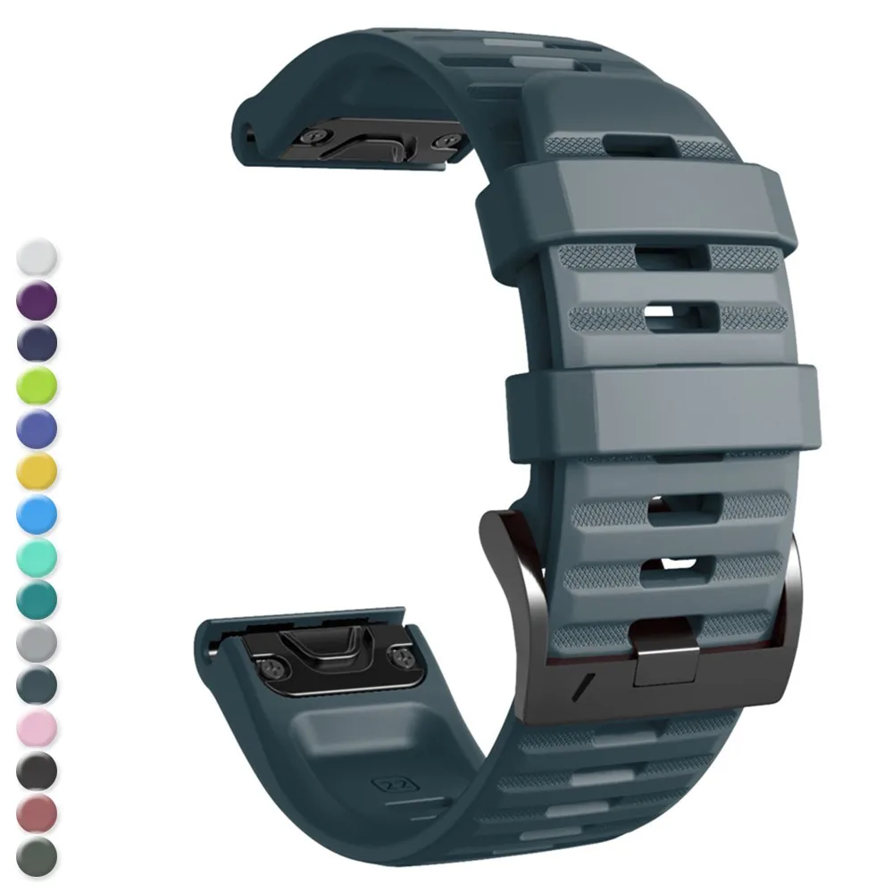 Navy Blue 26 мм совместим с Fenix 6X Pro полос мягкий силиконовый легко подходит ремешок Замена для Fenix 6X/Fenix 6X Pro/Fenix 5X - Цвет ремешка: Navy Blue