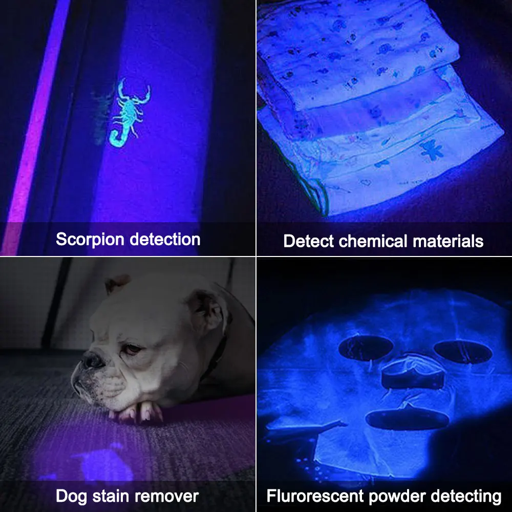 395nm UV světlomet ultrafialové záření zoomovatelný světlomet USB dobíjecí fialový pochodeň dopadnout scorption hon lehký zvířátko moč detektor