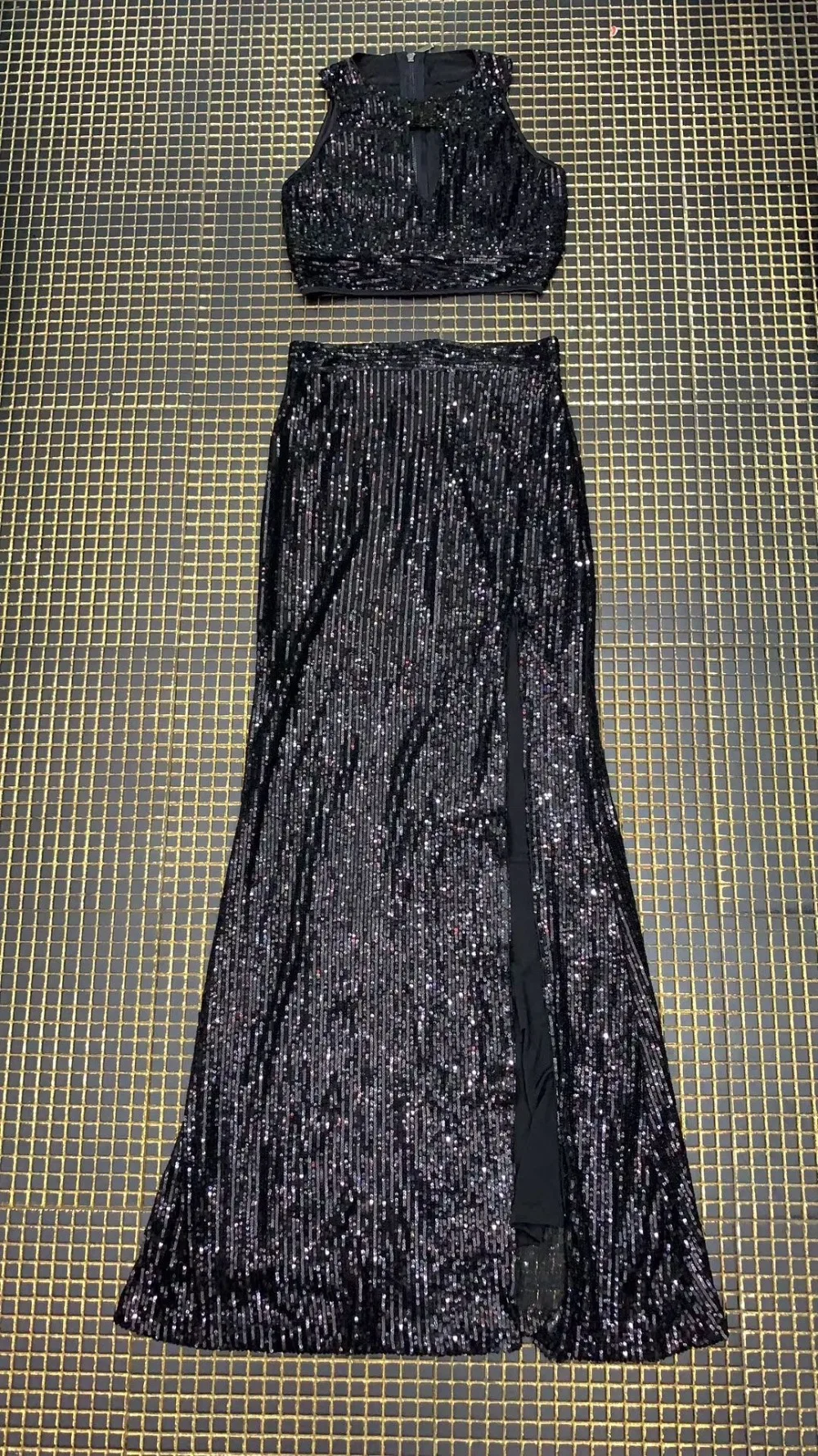 Новинка, женское черное платье из двух частей, Vestidos, без рукавов, для знаменитостей, для вечеринки, бодикон, бандажные платья