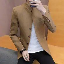 Мужские Винтажные куртки-блейзеры в китайском стиле, деловое платье, Блейзер, повседневные куртки с воротником-стойкой, мужская приталенная туника, костюм, куртка XXXL