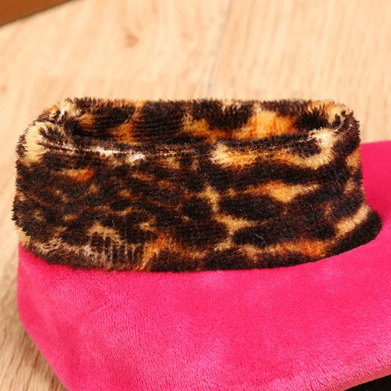 Helisopus Новые осенне-зимние леопардовые лоскутные носки-тапочки для женщин и мужчин бархатные плотные теплые Нескользящие эластичные носки-Тапочки