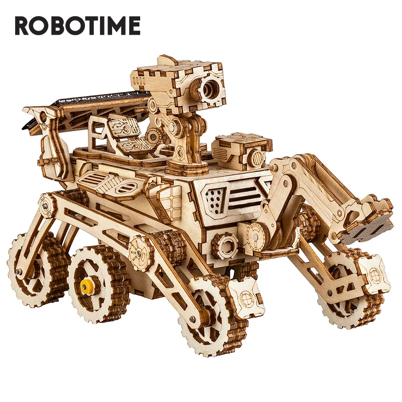 Photo Product Robotime ROKR DIY Solar Energy Wooden Blocks Toys Model Building Kit Space Hunting Assembly Toys For Children Kids