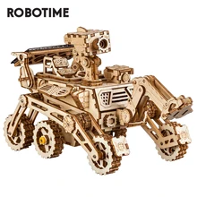 Robotime ROKR DIY Solar Energy Wooden Blocks Toys Model Building Kit Space Hunting Assembly Toys For Children Kids