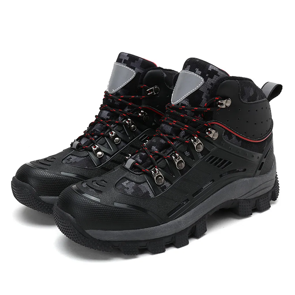 Men Warm High-top Outdoor Boots Wear-resistant Reflective Winter Walking Shoe Footwear Flock Male Safty Shoes Zapatillas Hombre