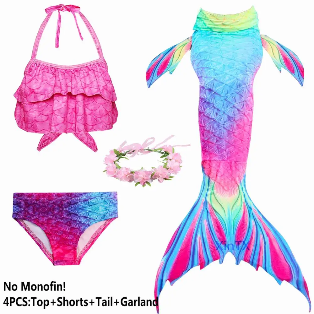 Новое одеяло «хвост русалки» из Моноласты, хвосты для купания Флиппер Русалка плавательные хвосты для детей для девочек летняя пляжная одежда для плавания костюм - Цвет: swimsuit and garland