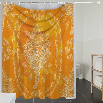 

Shower Curtain Fabric Polyester Fabric,Waterproof, Machine Washable, Mandala,Mehndi Design Sketchy Animal Head with Floral