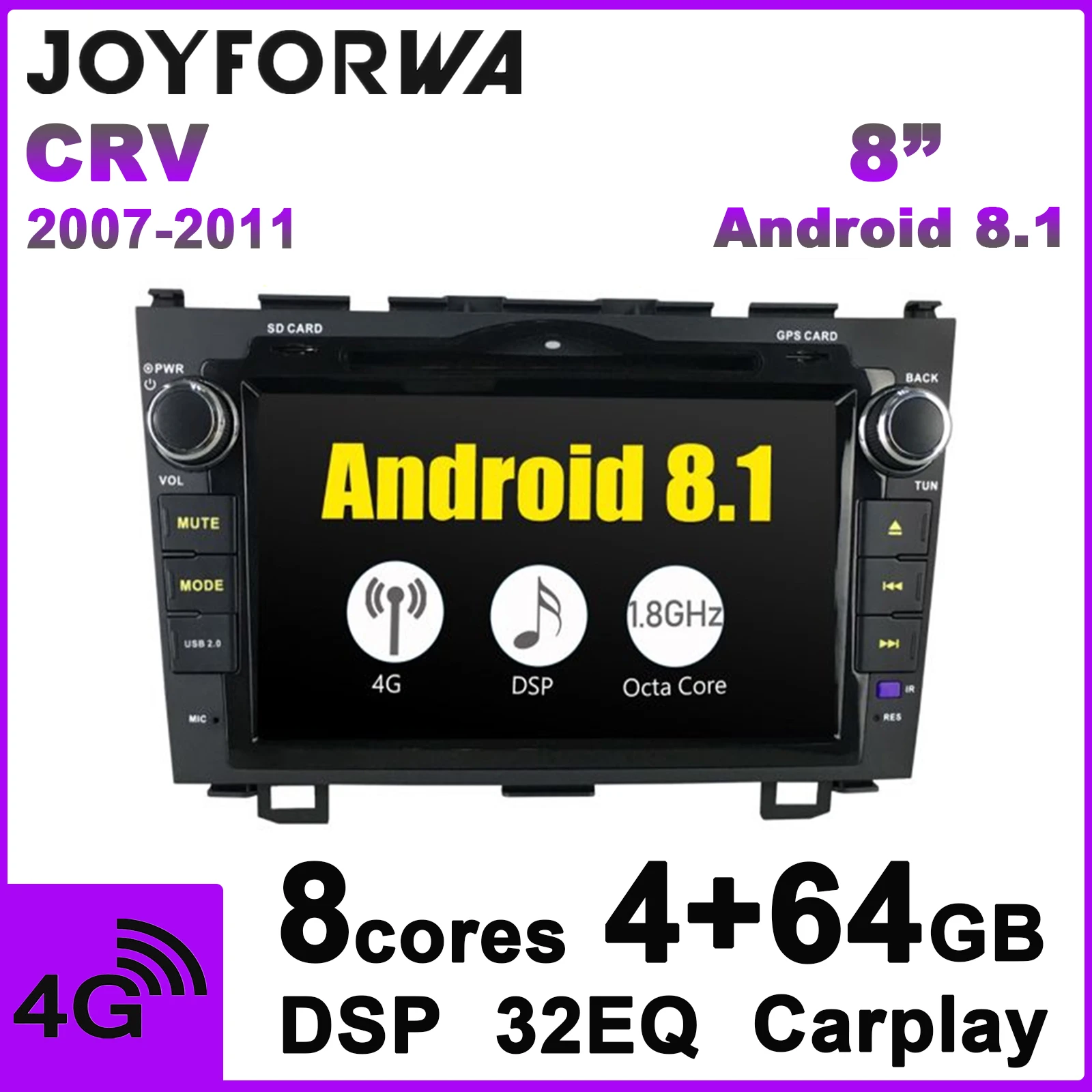Автомагнитола 2 din 8 дюймов android для Honda CRV 2007-2011 GPS DSP мультимедиа беспроводная Carplay 4G
