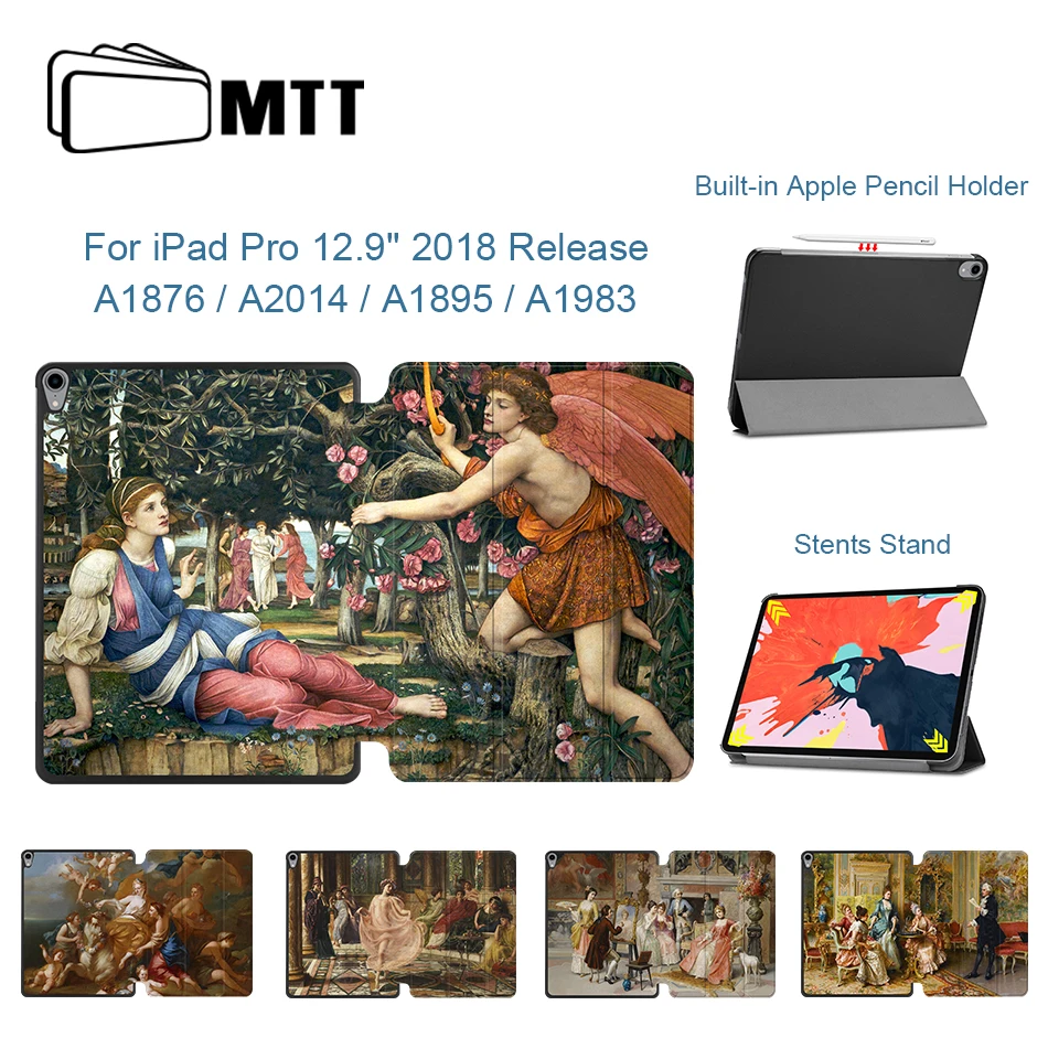 MTT Чехол для iPad Pro 12,9 дюйма, тонкий Чехол из искусственной кожи с магнитной откидной подставкой, чехол для планшета с масляным рисунком, умный чехол, a1983