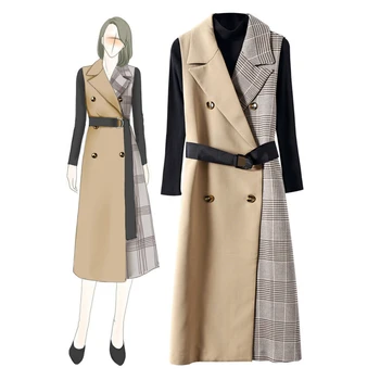 

High Quality Europe Modis Brand Runway Two Piece Set for Women Black Knitted Sweater Pullover and Sleeveless Luxury Dress Ladies