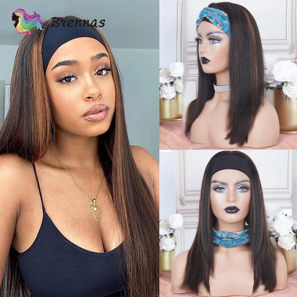 

Highlight straight wig Headband Wig P1B30 ombre highlights human hair wig for women machine made wig natural Brazilian Remy hair