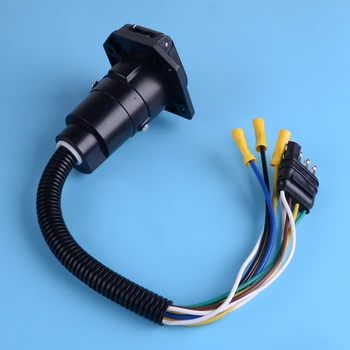 

beler 12V Shock-resistant Wiring Adapter Connector 4 Pin Flat to 7 Pin Round RV Blade Trailer Plug Towbar