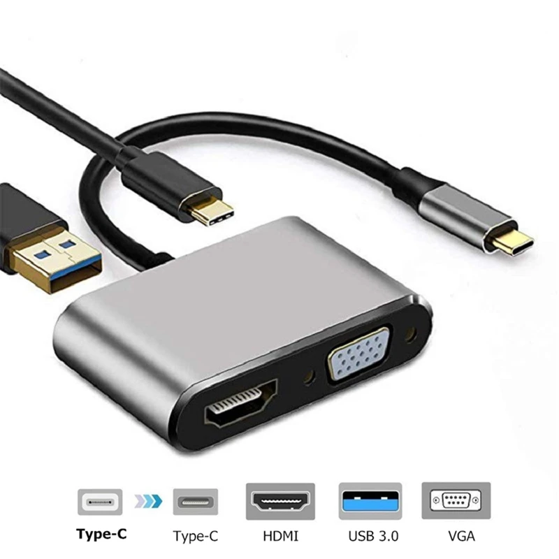 Адаптер Trumsoon Type C Thunderbolt 3 HDMI VGA DVI USB 0 для Macbook Samsung Dex S9 Huawei P40 xiaomi 10 ТВ PS4